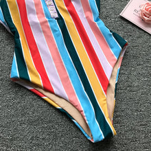 Load image into Gallery viewer, Button-Up Rainbow Striped One Piece