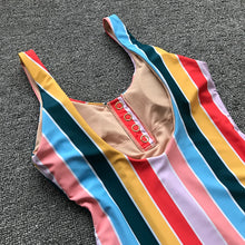 Load image into Gallery viewer, Button-Up Rainbow Striped One Piece